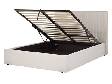 Čalúnená posteľ s úložným priestorom 140 x 200 cm béžová VION