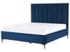 Zamatová posteľ s úložným priestorom 160 x 200 cm modrá SEZANNE_799936