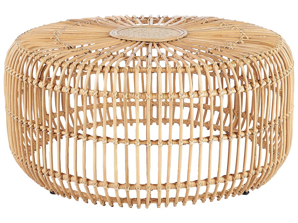 Outdoor Couchtisch RANDAZZO 85 cm 85 cm Rattan Hellbraun