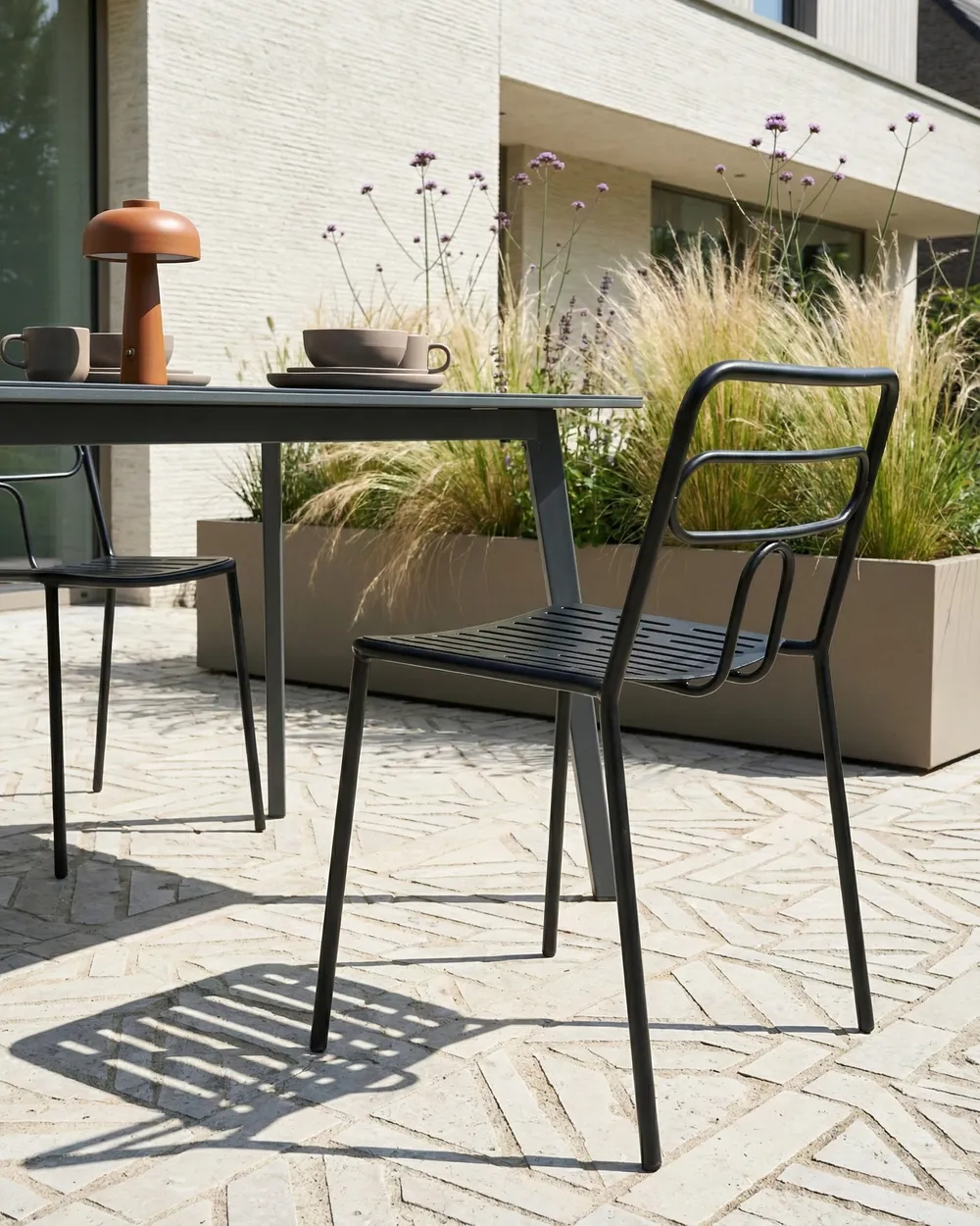 Set of 2 Garden Chairs AGEROLA Metal Black_1049276