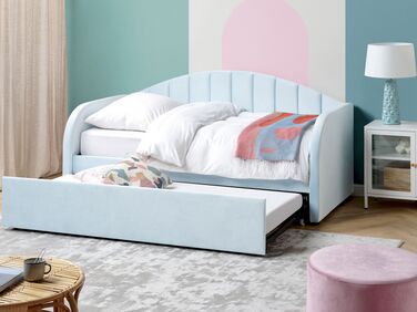 Velvet EU Single Trundle Bed Light Blue EYBURIE