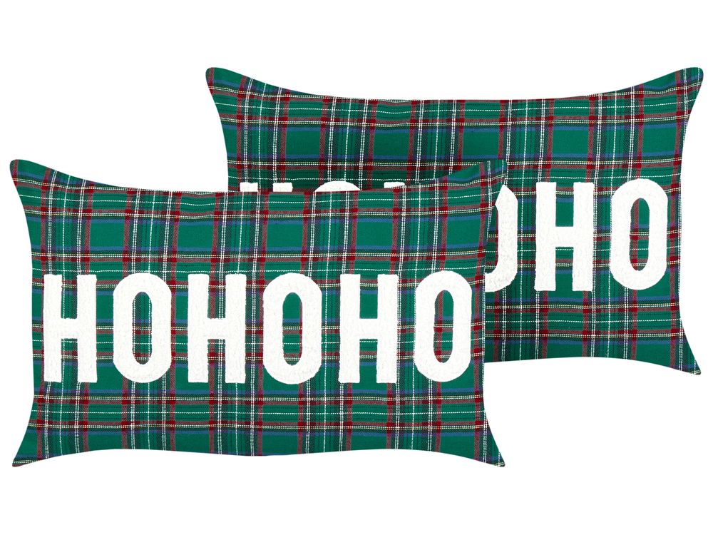 Lot de 2 coussins décoratifs JOYCANDY 30 x 50 cm Vert Motif de Noël