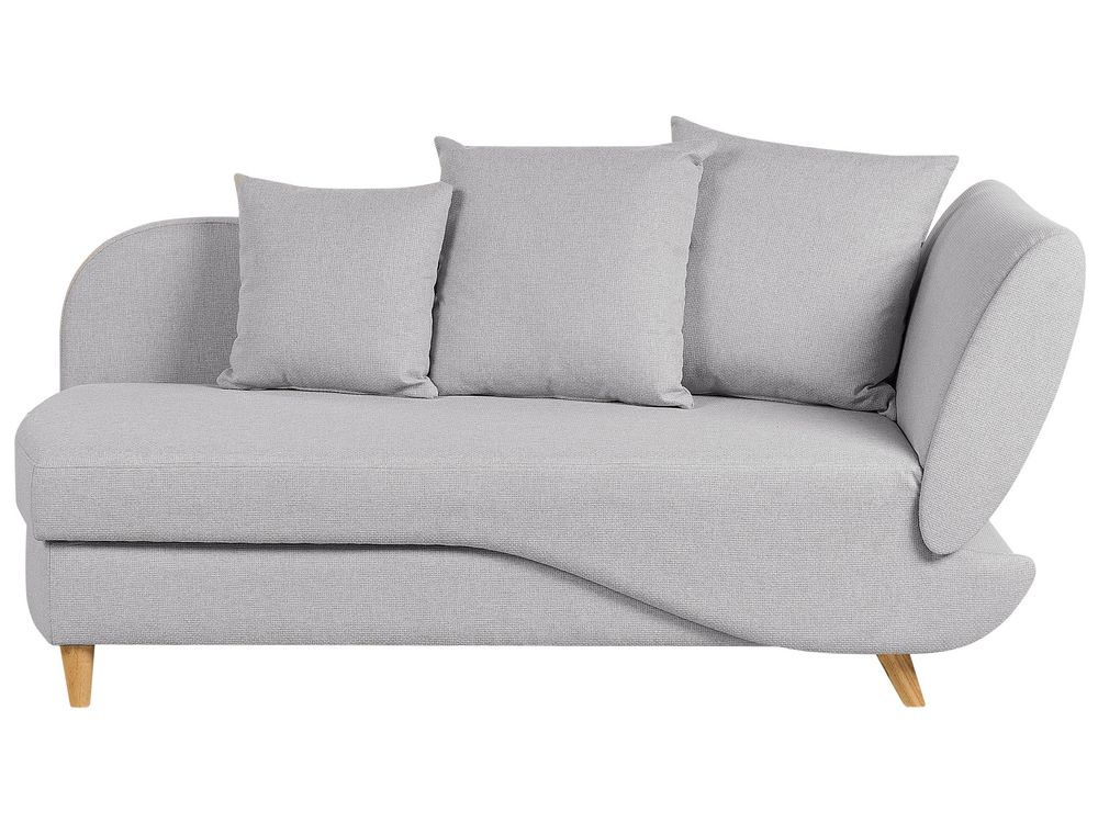 Right-Hand Chaise Longue MERI with Storage Faux Linen Light Grey