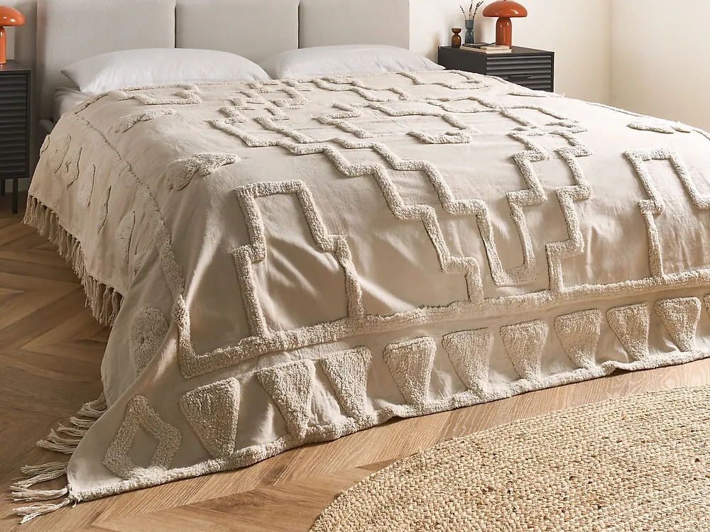 Couverture CHACK Coton 200 x 220 cm Beige_1173976