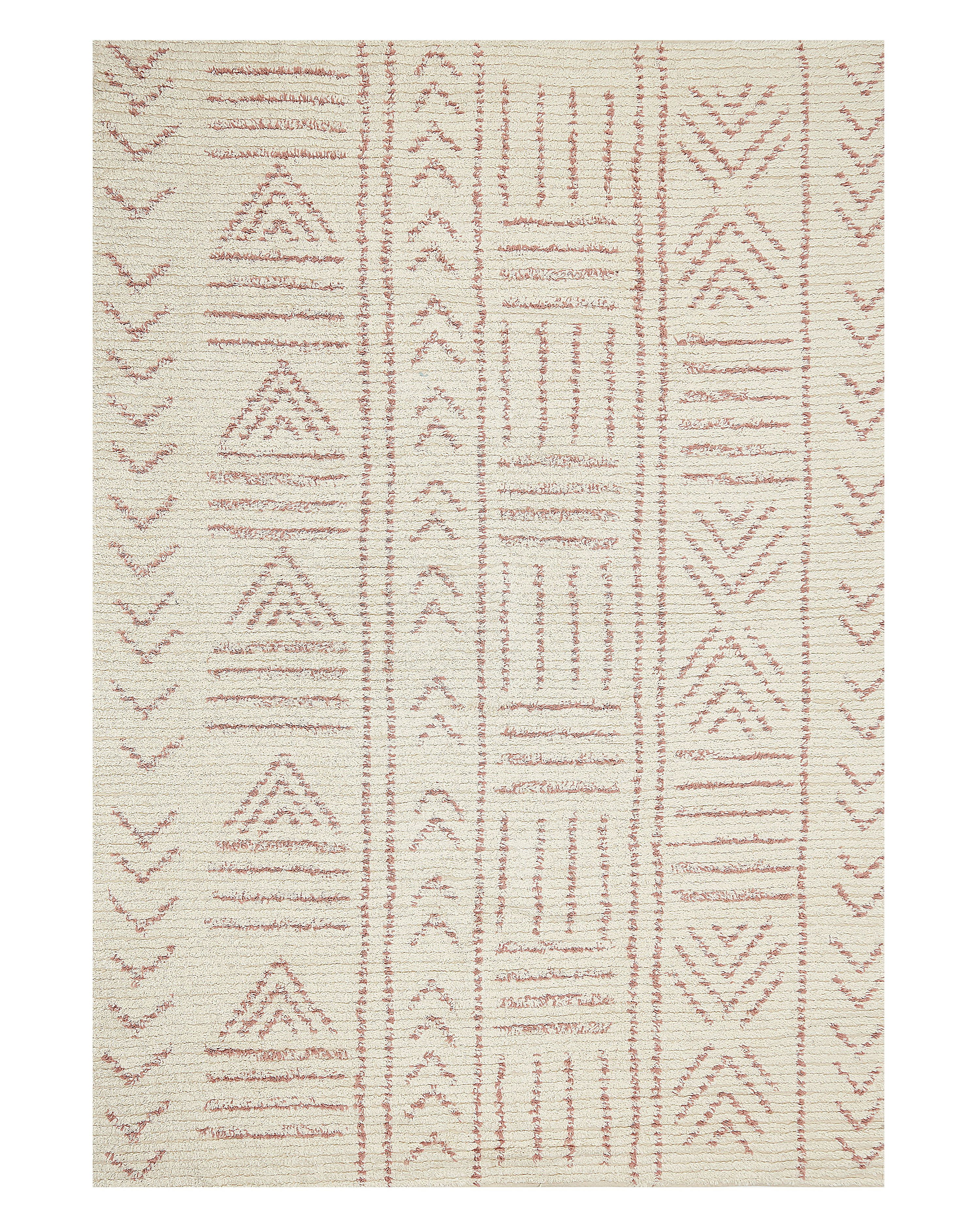 Teppich Baumwolle beige / rosa 140 x 200 cm geometrisches Muster Kurzflor EDIRNE_839288