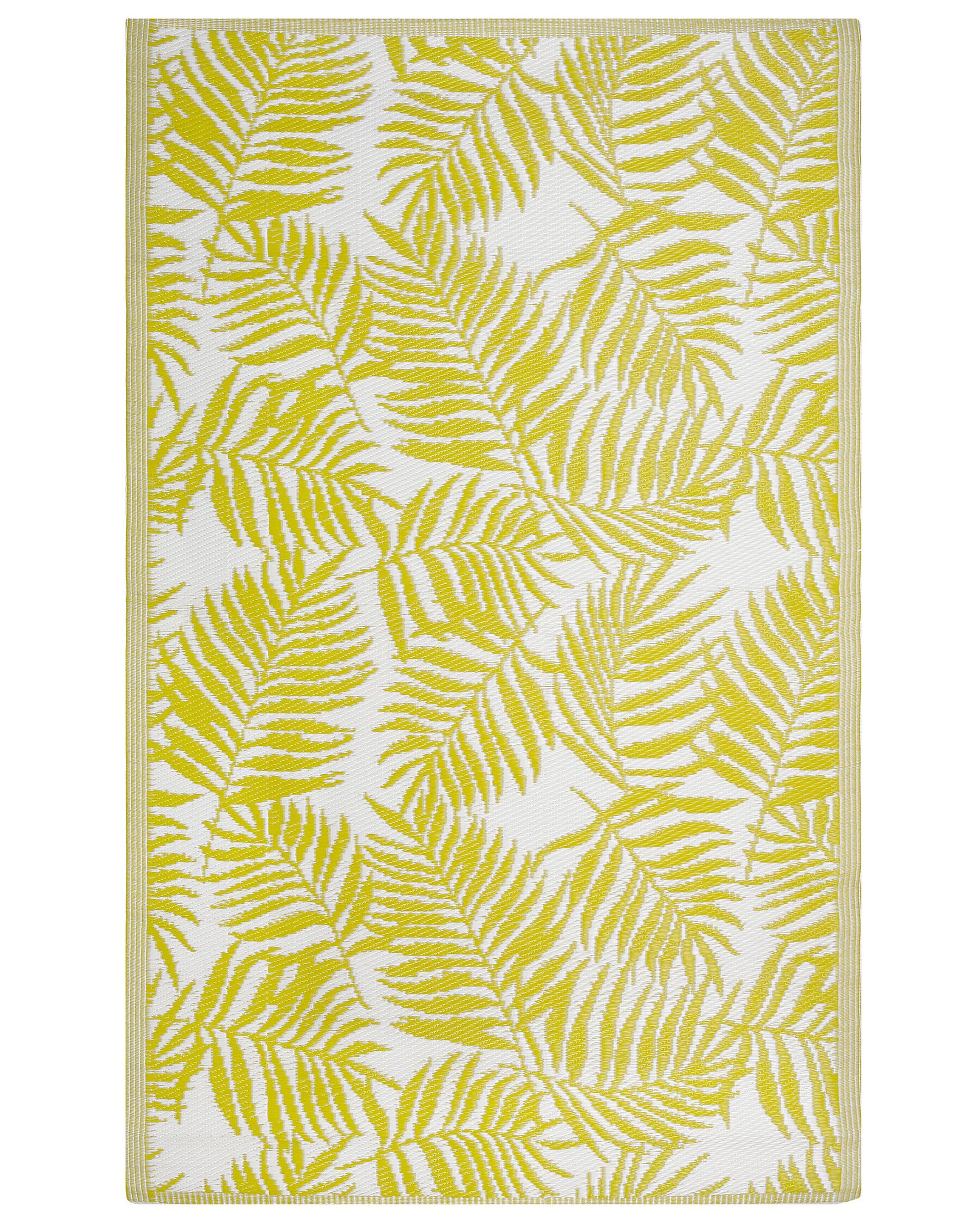 Oboustranný venkovní koberec s motivem palmových listů v žluté barvě 120 x 180 cm KOTA_716139