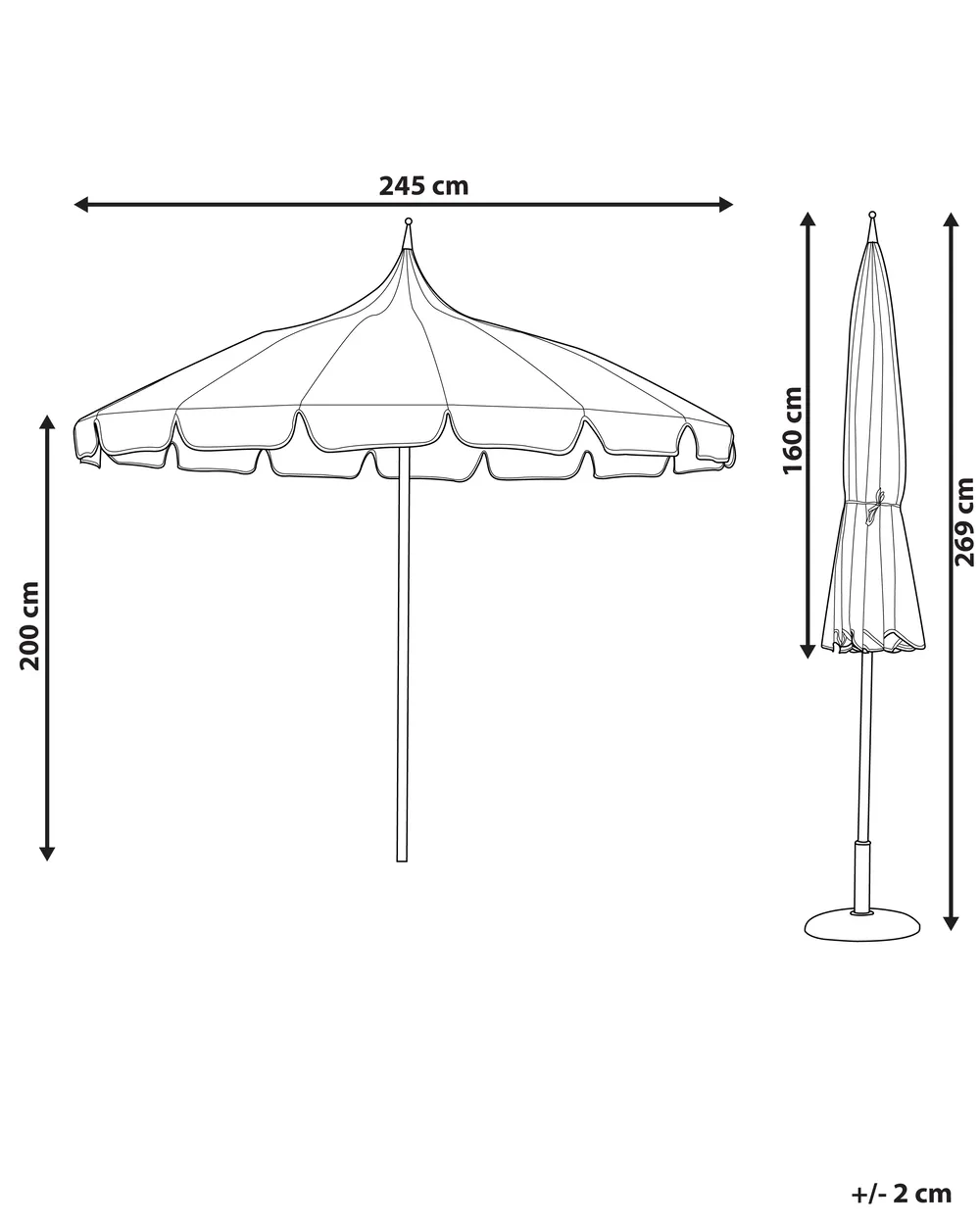 Ombrellone da esterno 245 cm MINOA Bianco/Blu_932192