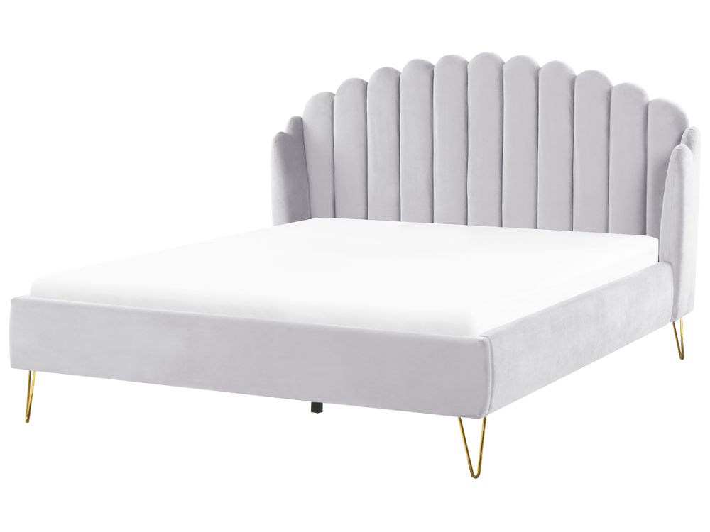 Bed Velvet AMBILLOU 180 x 200 cm (EU Super King) Light Grey