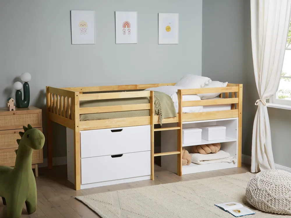 Mid Sleeper Bed Wood SUSVILLE 90 x 200 cm (EU Single) Light Brown_935465