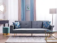 Sofa Bed 3 Seater VISNES Velvet Grey_1176821