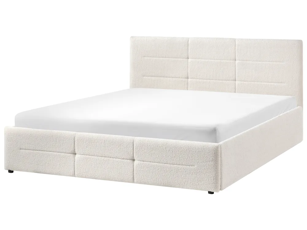 Ottoman Bed MASSOGNES Boucle Off-White 160 x 200 cm_1030367