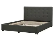 Bed with Storage Drawers LA ROCHELLE Fabric Dark Grey 160 x 200 cm (EU King Size)_904619