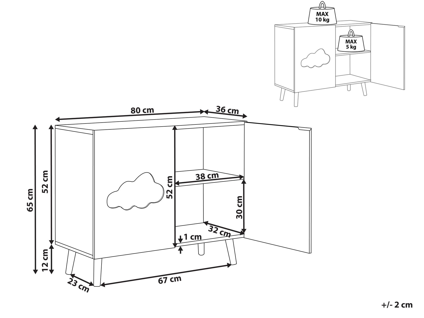 2 Door Sideboard White and Light Wood CLOUDY _947187 2 Door Sideboard White and Light Wood CLOUDY _947187