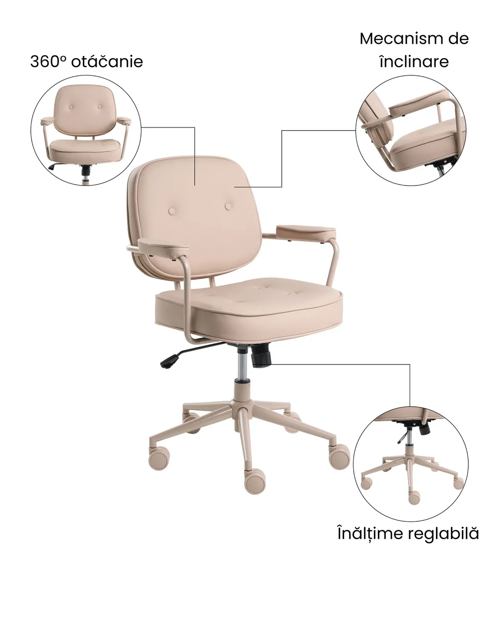 Scaun de birou PARAMUS Piele ecologică Nisipiu_1072367