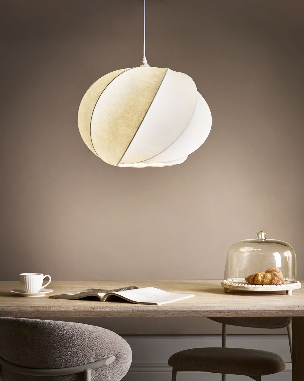 Pendant Lamp MAQUINE Faux Silk White