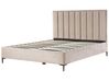 Zamatová posteľ s úložným priestorom 180 x 200 cm sivobéžová SEZANNE_916892