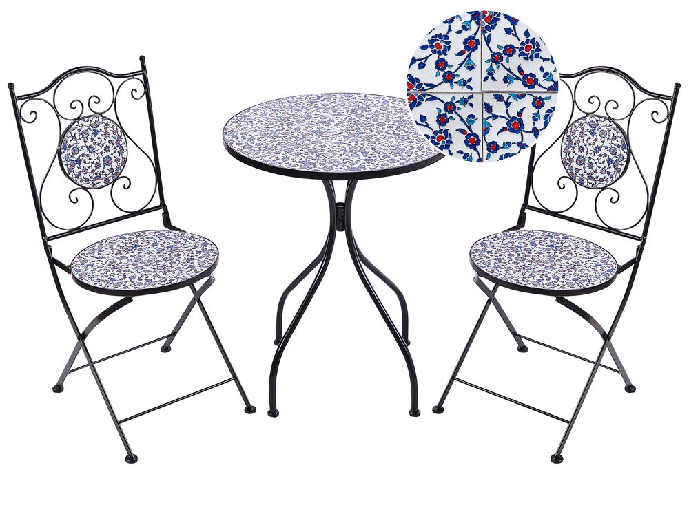 Metal Garden Bistro Set Black CAMPRENA Beliani