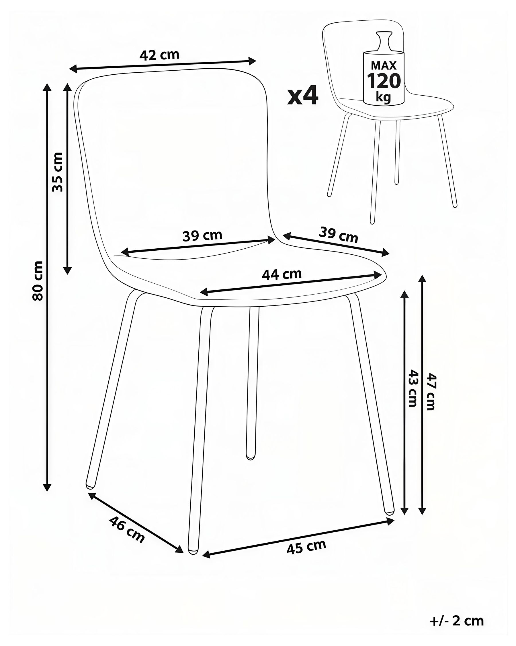 Set of 4 Dining Chairs CALDWELL Fabric Beige_1020802