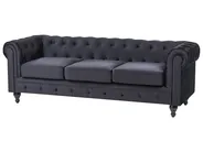 Living Room Set 4 Seater CHESTERFIELD Velvet Black_707685