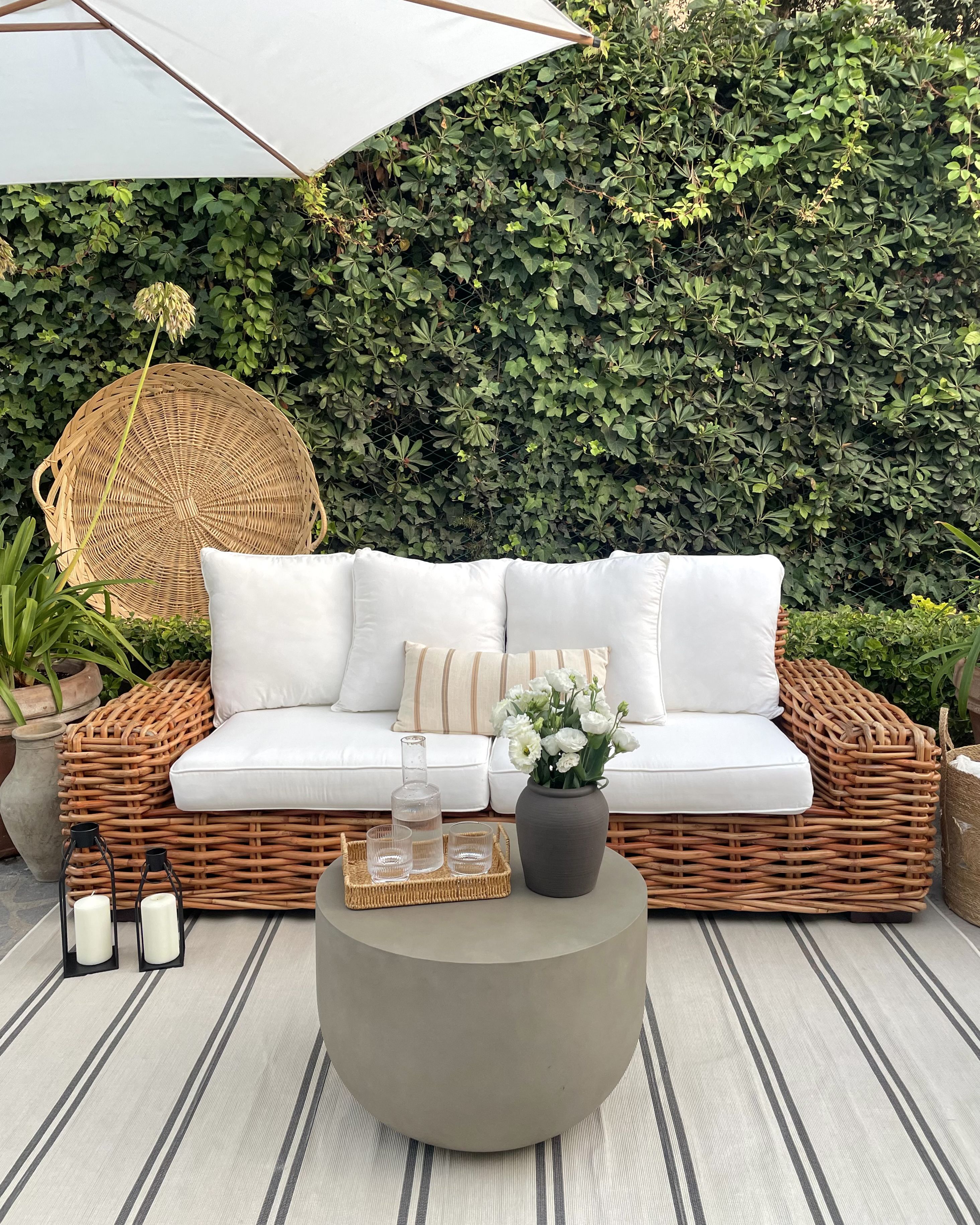 Garden Sofa 3 Seater FORLI Rattan Natural | Beliani.co.uk