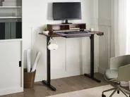 Biurko regulowane elektrycznie LUCAMA 120 cm 60 cm Z portem USB Brązowy/ czarny_1030963