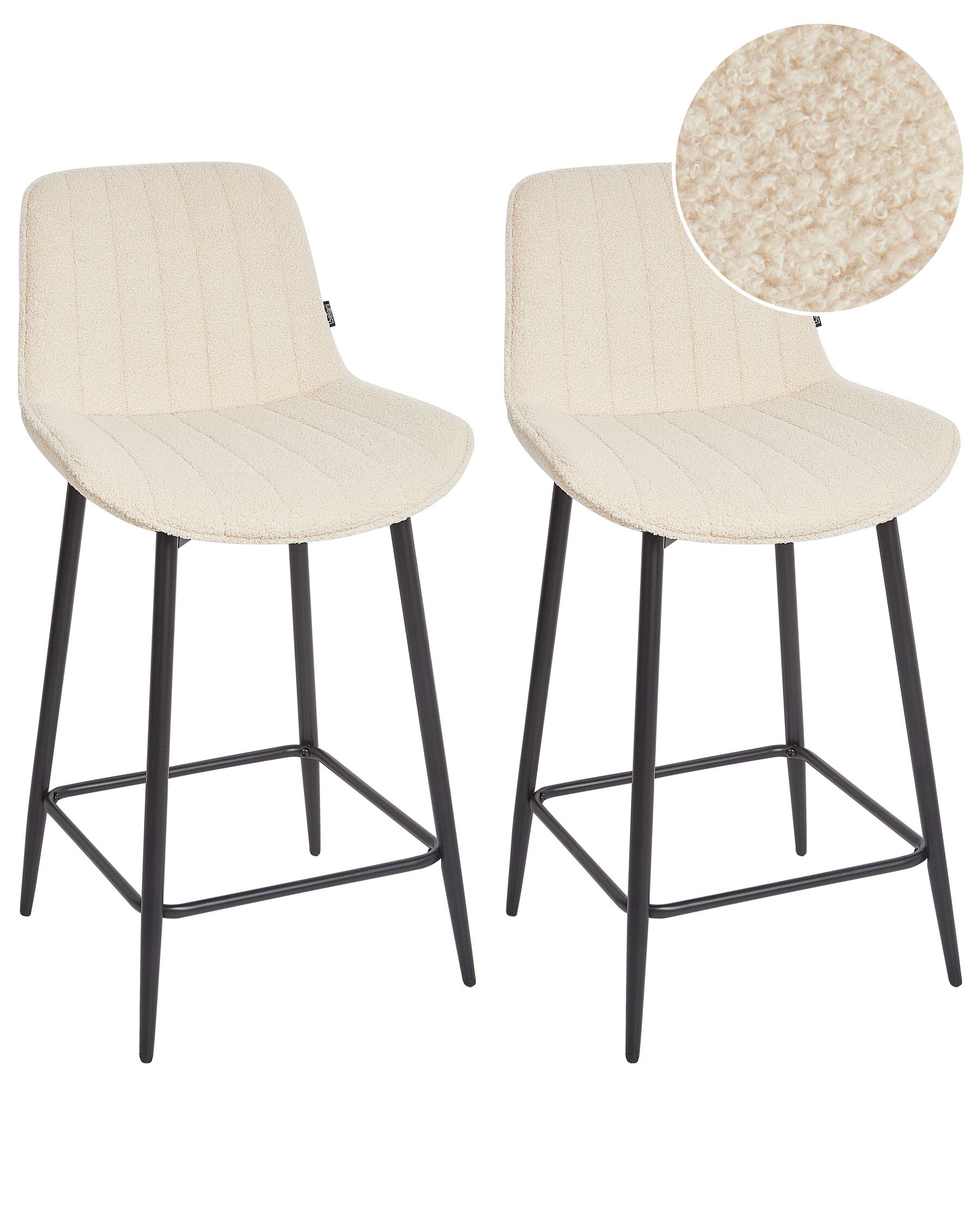 Lot de 2 chaises de bar en bouclé beige clair DUBROVNIK_928745