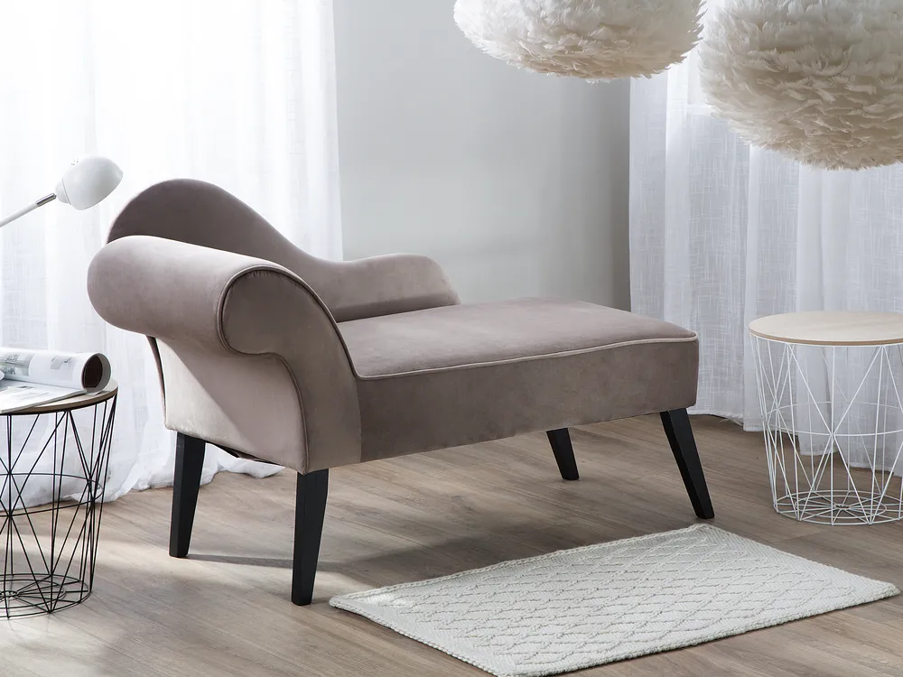 Left-Hand Chaise Longue BIARRITZ Velvet Taupe