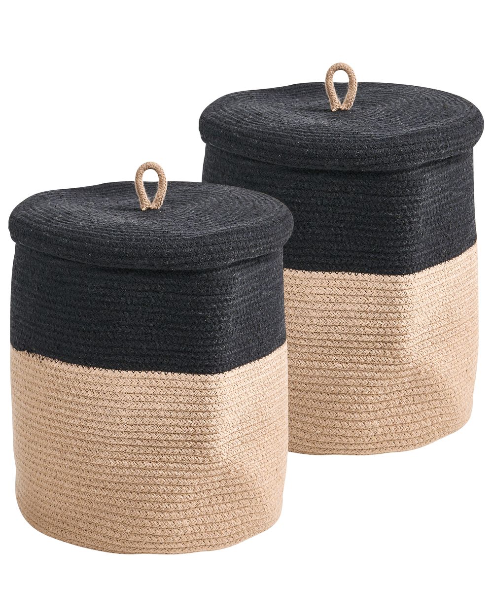 Set di 2 cestini SILOPI Cotone Nero/Beige