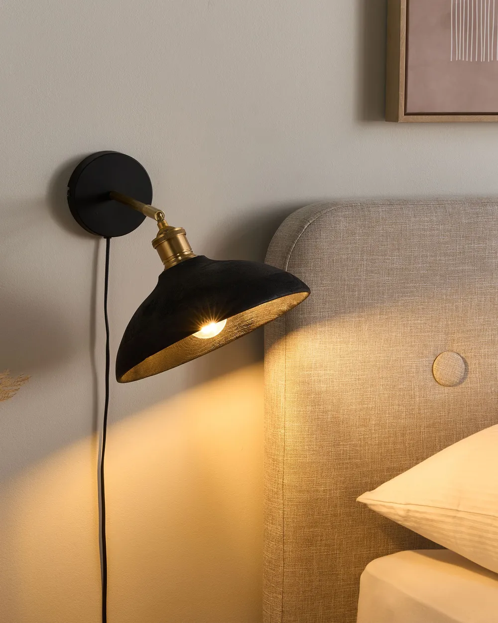 Lampa ścienna YERALA Regulowana Drewno mango Czarny