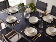 Garden Dining Set 6 Seater GROSSETO Tempered Glass Black_1105742