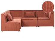 Modular Corner Sofa 4 Seater LEMVIG Corduroy Golden Brown Right Hand_1054965