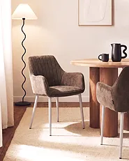 Set of 2 Dining Chairs WELLSTON Fabric Brown_1156662