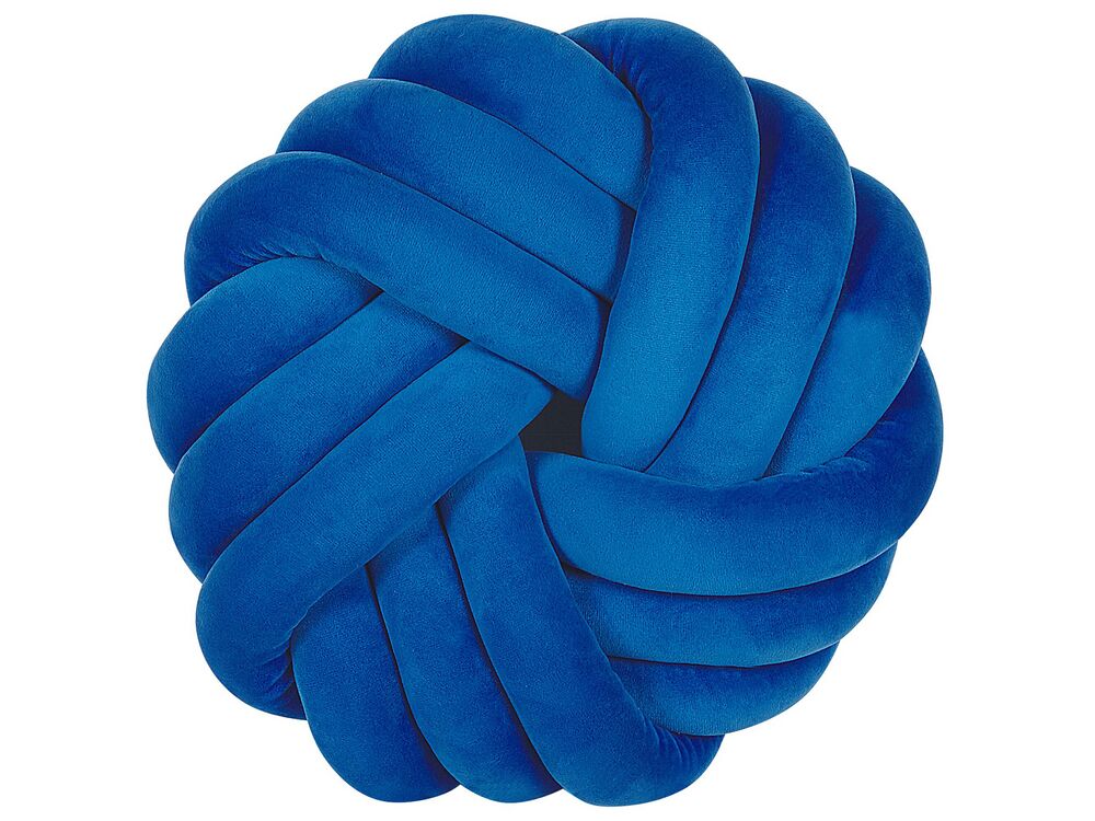 Velvet Knot Cushion 30 x 30 cm Blue AKOLA Beliani.cz