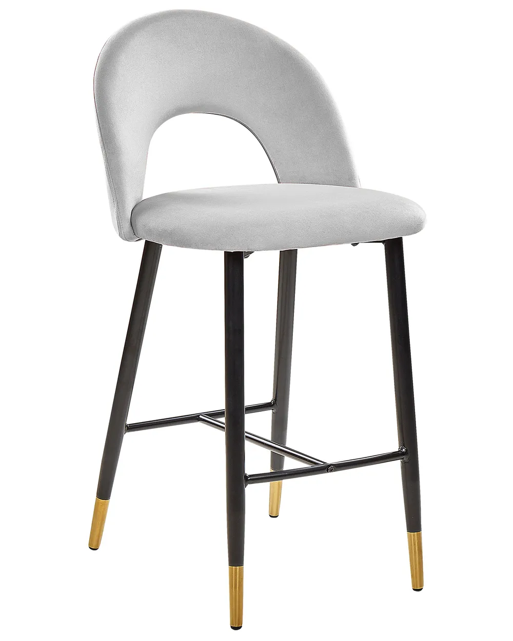 Set of 2 Bar Chairs FALTON Velvet Grey_795857