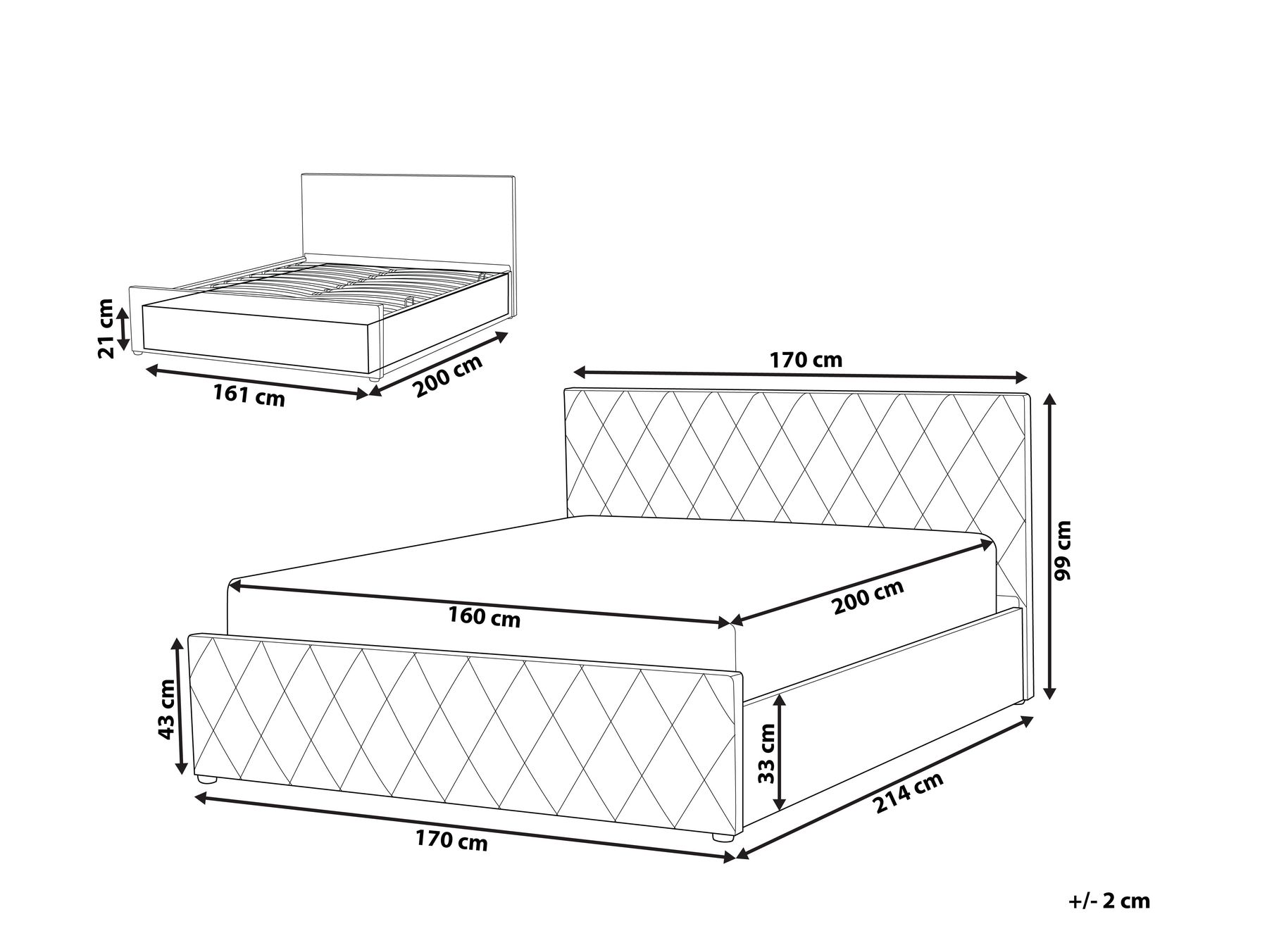 Bett mit Stauraum ROCHEFORT Samtstoff Beige 160 x 200 cm_857287