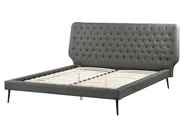 Bed Faux Leather ESSONNE 160 x 200 cm (EU King Size) Grey_788925