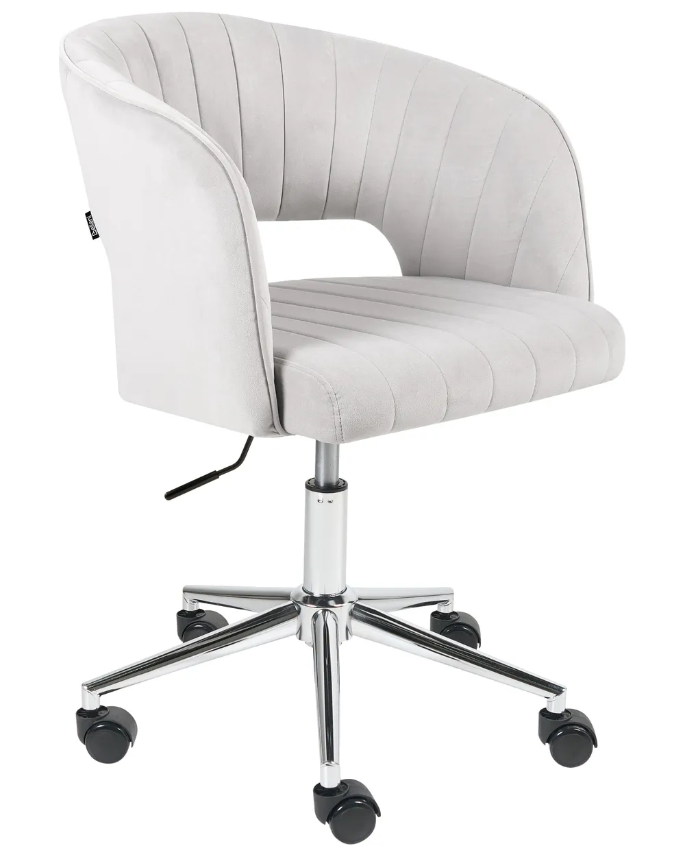Chaise de bureau en velours gris avec roulettes Chaise de bureau en velours gris avec roulettes
