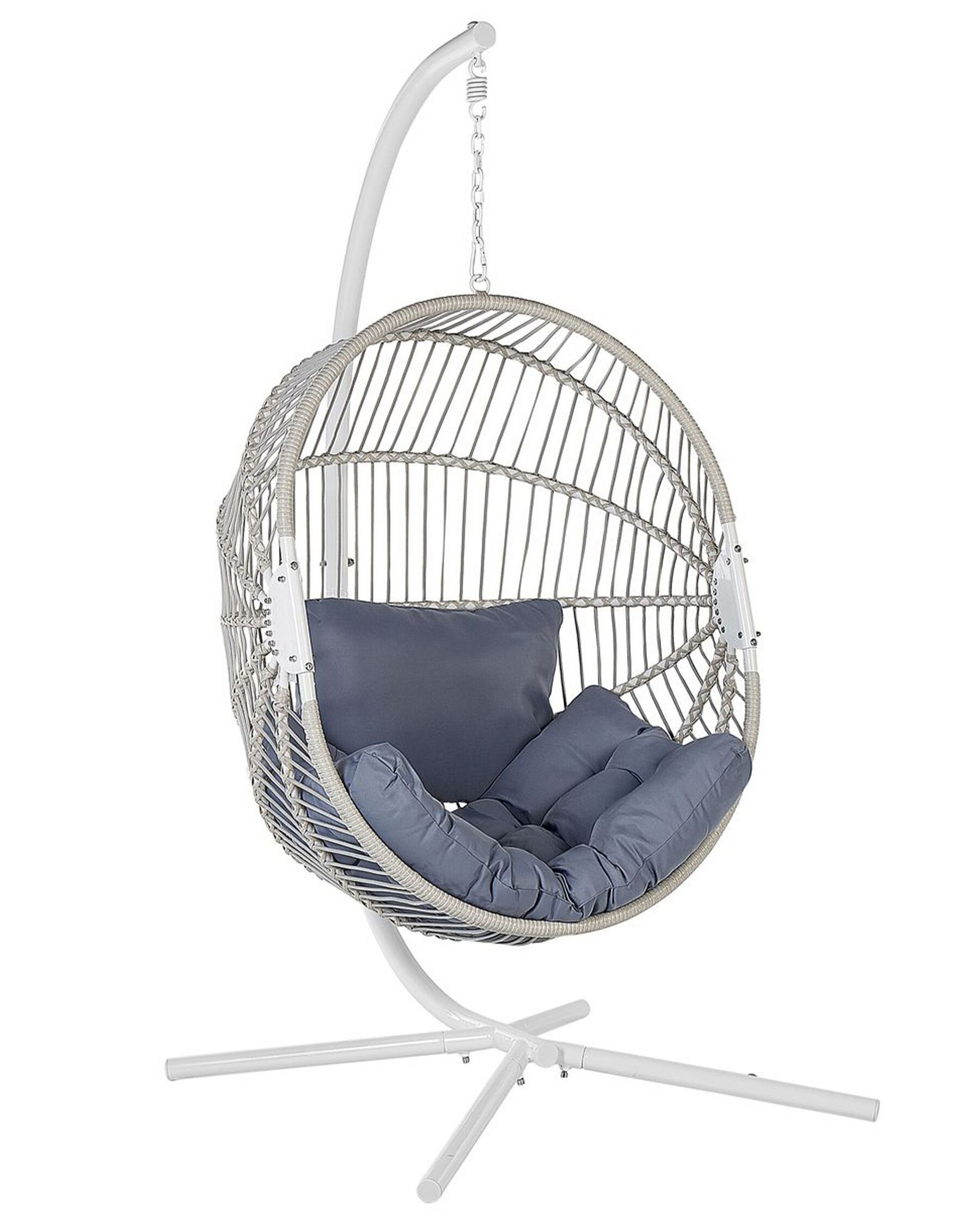 PE Rattan Hanging Chair with Stand White ACRI_842582