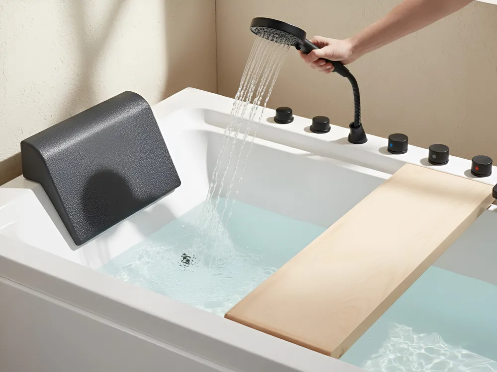 Wanna narożna z hydromasażem CAMALU 180 x 86 cm Biały_1029454