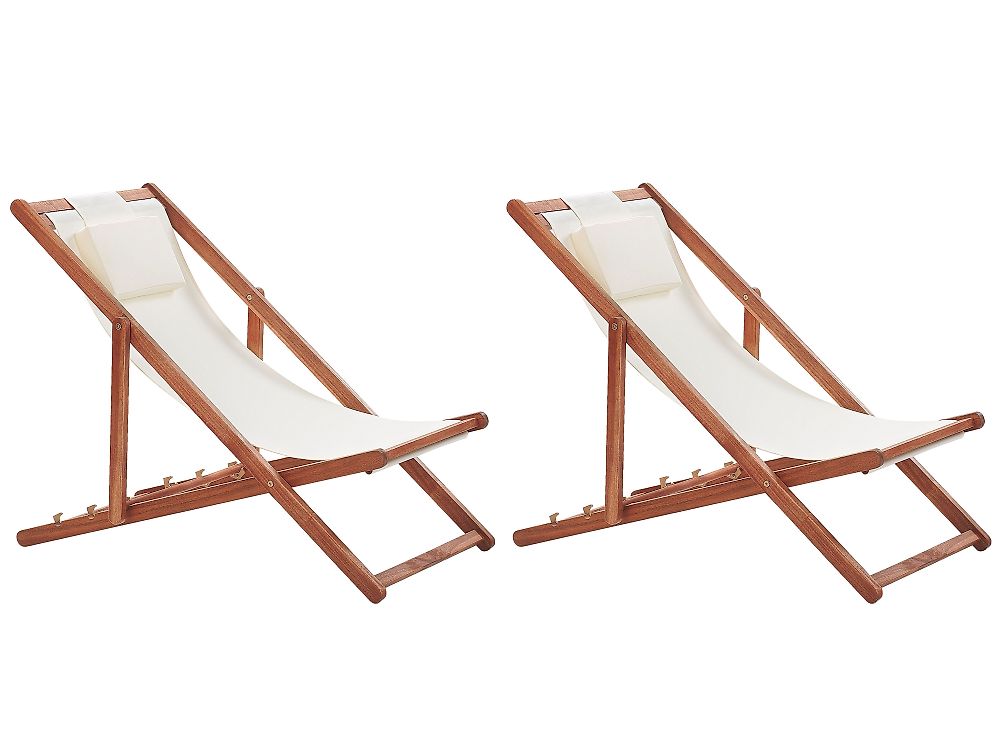 Set of 2 Folding Deck Chairs AVELLINO Acacia Wood Dark Brown