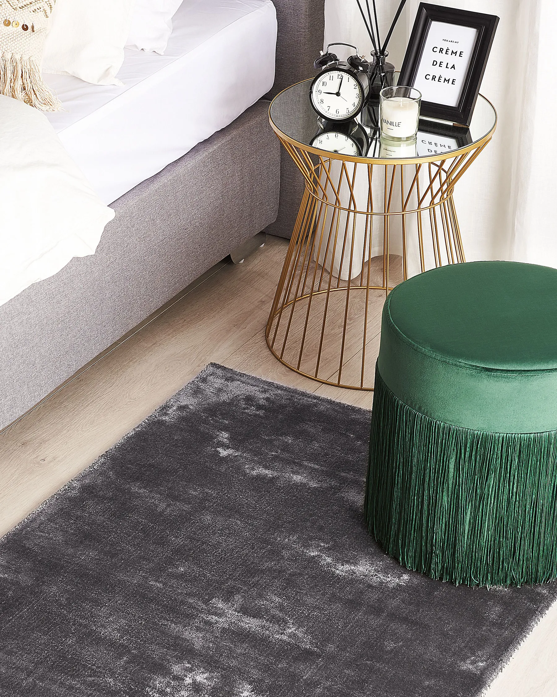 Rug GESI II Dark Grey 80 x 150 cm Viscose_762283