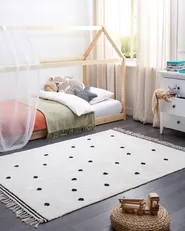 Tappeto per bambini LAZA Bianco sporco 140 x 200 cm Cotone_908054