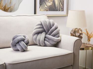 Velvet Knot Cushion with Glitter 30 x 30 cm Grey AKOLA
