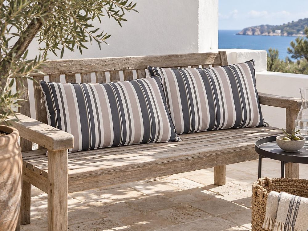 Set di 2 cuscini da esterno KASTOS A strisce 40 x 70 cm Tortora