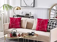 Dekokissen 2er Set PINUS 45 x 45 cm Samtstoff Rot Geometrisches Muster_1178242