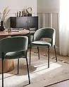 Set of 2 Dining Chairs PENNY Fabric Dark Green