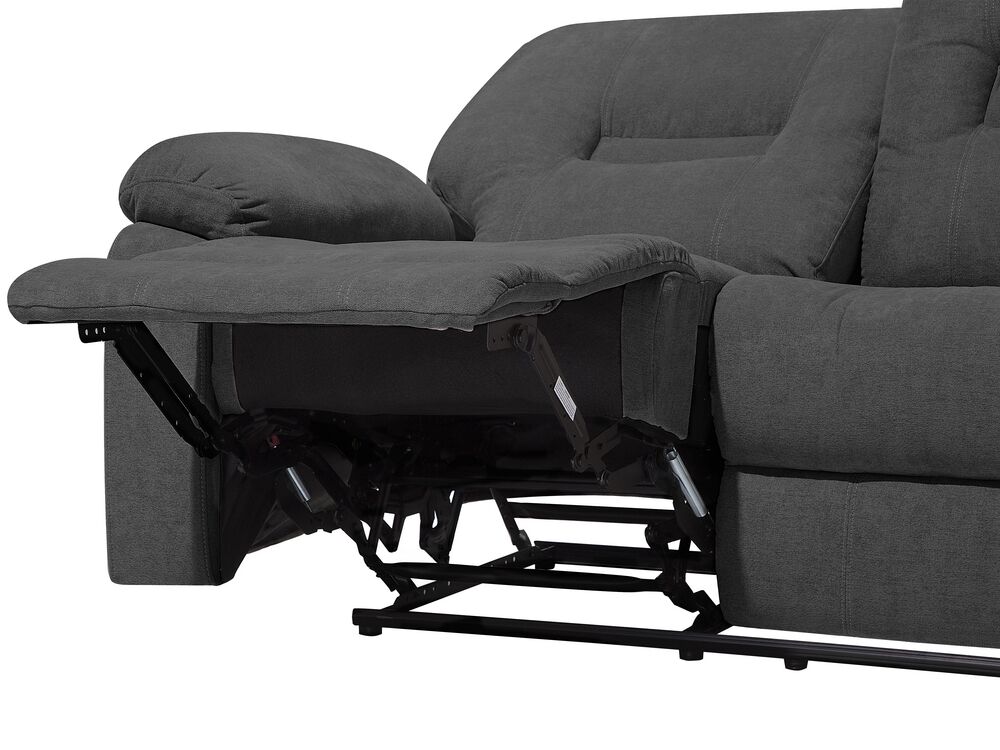 3 Seater Fabric Manual Recliner Sofa Grey BERGEN Beliani