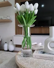 Wazon dekoracyjny BAEZA 46 cm Ceramika Biały_973120