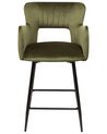 Sada 2 sametových barových židlí olivově zelené SANILAC_912692