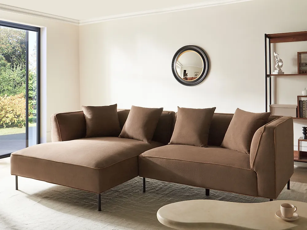 Corner Sofa SATER Fabric Brown Right Hand_1186149